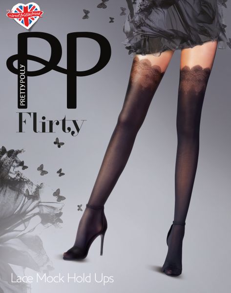 Strumpbyxa med mönster i stay ups-look Lace Mock Hold Ups från Pretty Polly