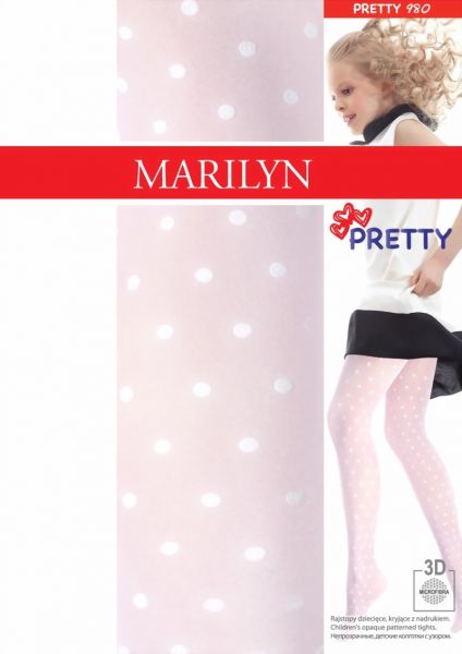 Marilyn Elegant barnstrumpbyxa med prickmoenster Pretty, 40 DEN