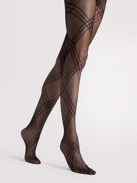 Tunn strumpbyxa med elegant rutmönster från Fiore