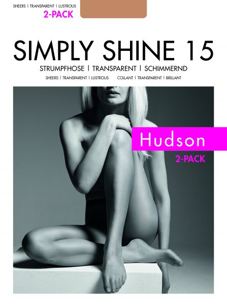 Hudson - Glansig strumpbyxa utan mönster Simply Shine 15 - 2-pack