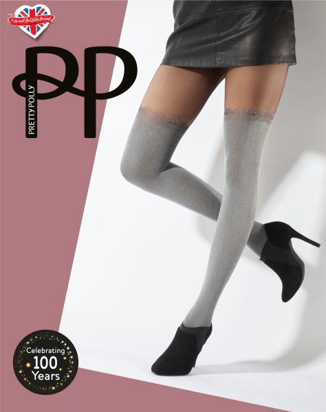 Strumpbyxa med mjuka overknee sockor all-in-one Soft Grey från Pretty Polly