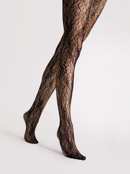 Fiore - Eleganta nätstrumpbyxor med romantiskt blommönster