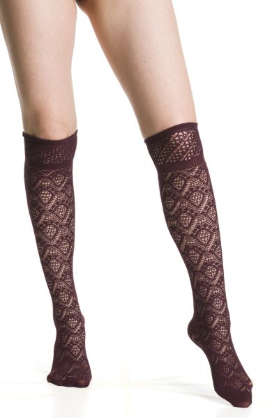 Trasparenze - Mjuka knästrumpor med geometriskt ajourmönster