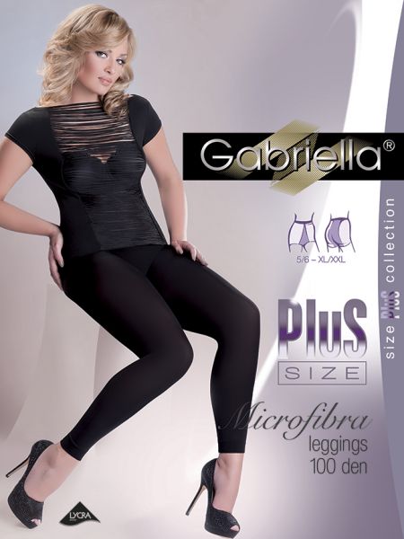 Gabriella - Slät heltäckande plus size legging Microfibra 100 den