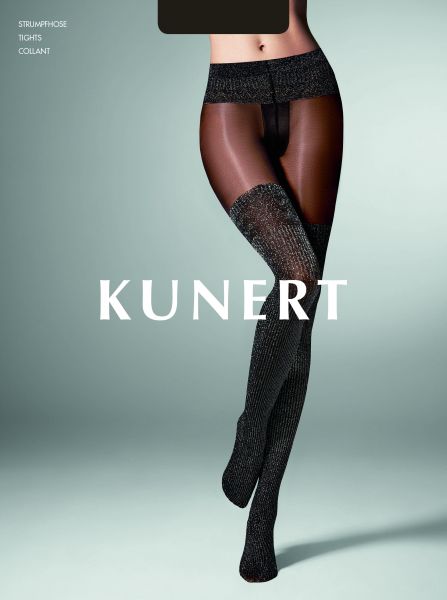 Kunert - Elegant, heltäckande strumpbyxa med glittrig mönster i overknee-look