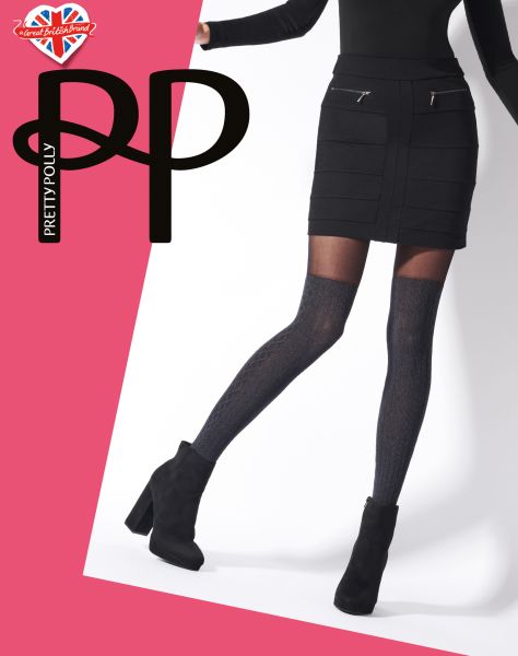 Strumpbyxa med overknee sockor all-in-one Marl Cable från Pretty Polly