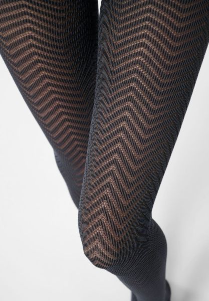 Semi-ogenomskinliga strumpbyxor med tvåfärgat zick zack mönster från Oroblu