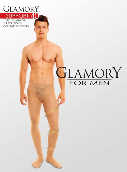 Semi-heltäckande plus size strumpbyxa för män med inbyggd kompression Support 40 från Glamory