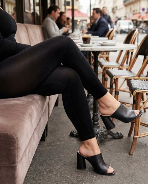 Heltäckande plus size legging utan mönster Velvet 80 från Glamory
