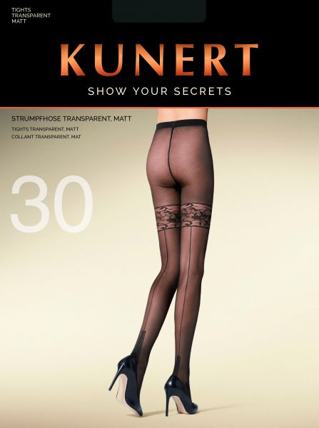 Kunert Radiance Net - Elegant strumpbyxa i trendigt stay up-look med söm