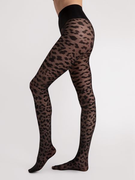 Fiore - Figurformande strumpbyxa med glansigt animal print