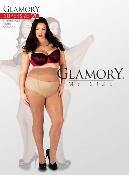 Glansig plus size strumpbyxa utan mönster Supersize 20 DEN från Glamory