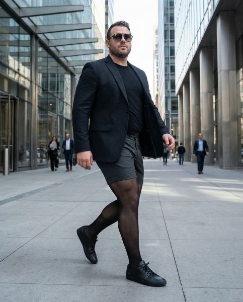 Semi-heltäckande plus size strumpbyxa för män med inbyggd kompression Support 40 från Glamory