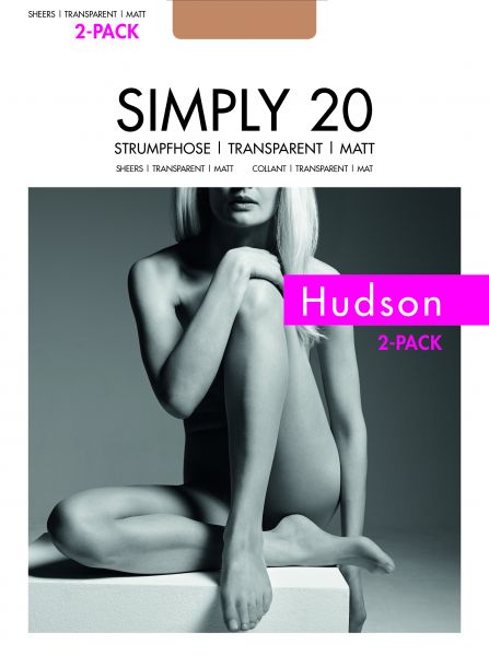 Hudson - Klassisk strumpbyxa utan mönster Simply 20 - 2-pack