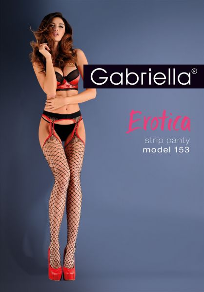 Nätstrumpbyxa i strumpebandshållarlook Strip Panty från Gabriella