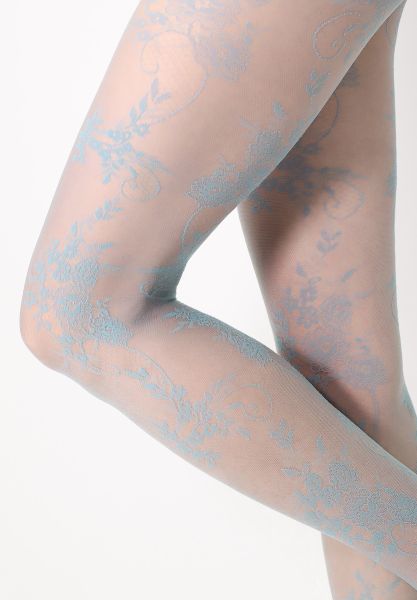 Eleganta tunna strumpbyxor med blommigt spetsmönster från Oroblu