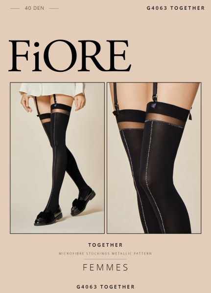 Heltäckande stockings med randmönster Together från Fiore
