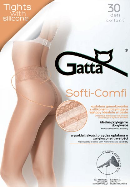 Gatta Softi-Comfi 30 - Slät strumpbyxa med spetsresår
