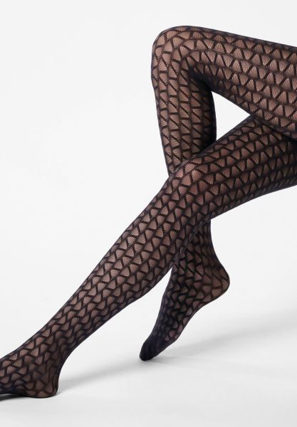 Semi-ogenomskinliga strumpbyxor med randig look och grafiskt vågmönster från Oroblu