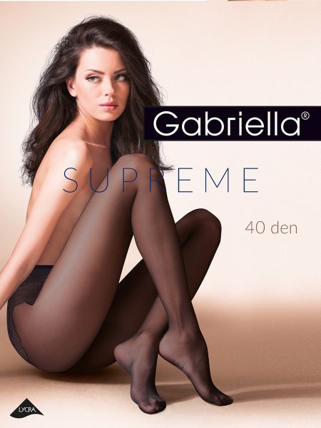 Semi-heltäckande strumpbyxa med byxdel med spetsmönster, 40 DEN, från Gabriella