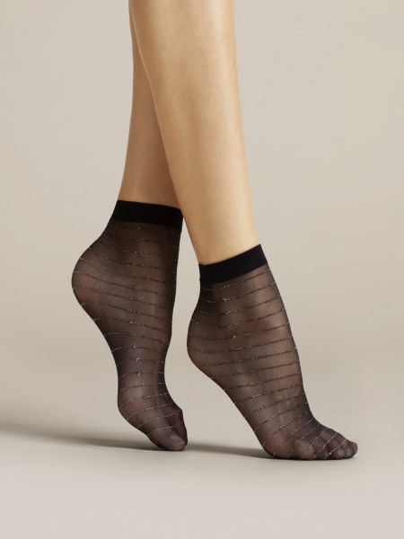 Eleganta tunna sockor med lurex-ränder från Fiore, 20 DEN