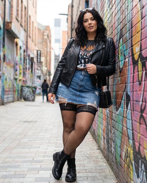 Släta plus size nät stay ups Mesh från Glamory