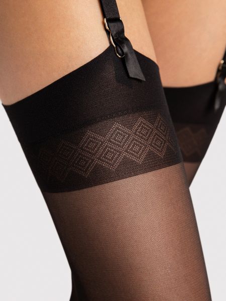 Stockings med mönstrad kant 20 DEN från Fiore