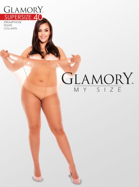 Semi-heltäckande plus size strumpbyxa utan mönster Supersize 40 DEN från Glamory