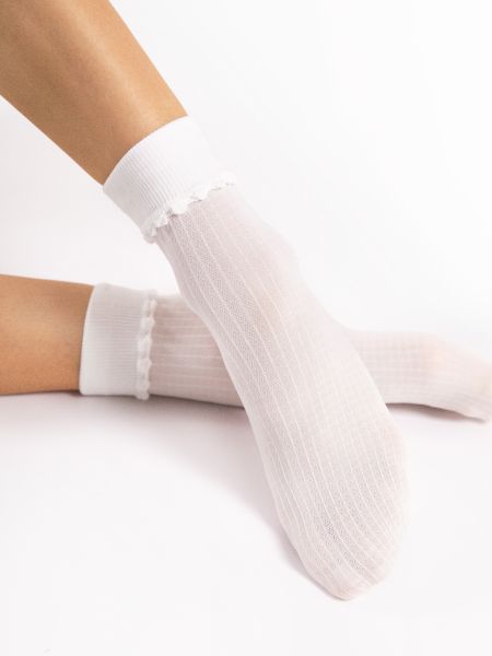 Fiore - Ogenomskinliga, bekväma sockor i ribbad look med rutmönster