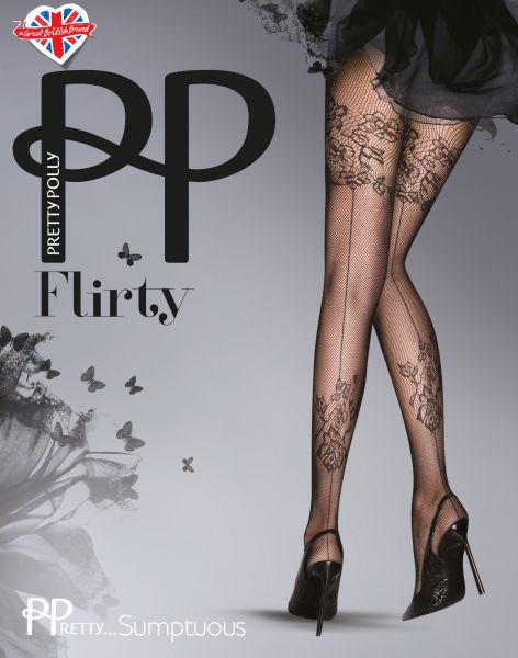Nätstrumpbyxa med blommigt mönster och söm på baksidan PPretty ... Sumptuous från Pretty Polly