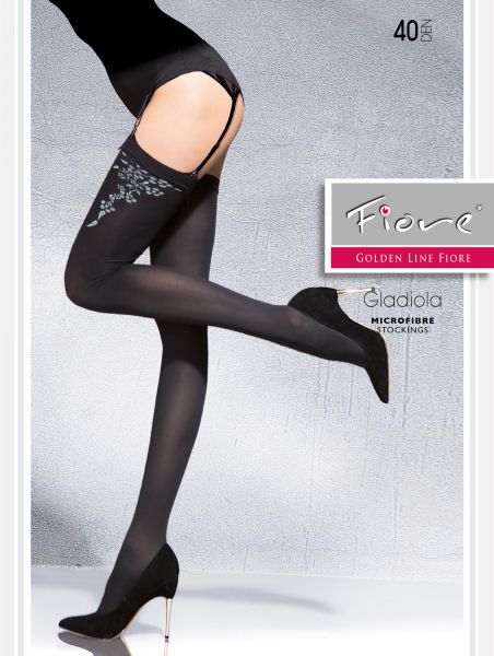 Heltäckande stockings med floralt mönster Gladiola från Fiore
