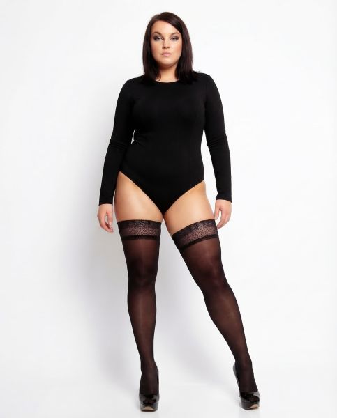 Heltäckande plus size stay ups med inbyggd kompression Vital 70 DEN från Glamory