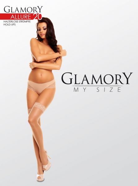 Eleganta glansiga plus size stay ups Allure 20 DEN från Glamory